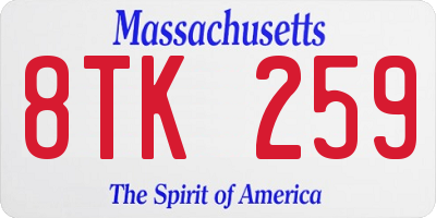 MA license plate 8TK259