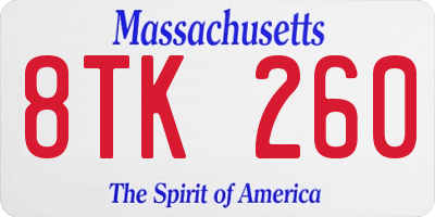 MA license plate 8TK260