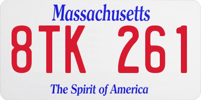 MA license plate 8TK261
