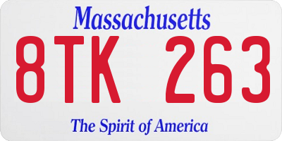 MA license plate 8TK263