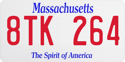MA license plate 8TK264