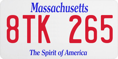 MA license plate 8TK265