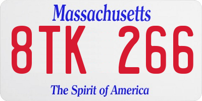 MA license plate 8TK266