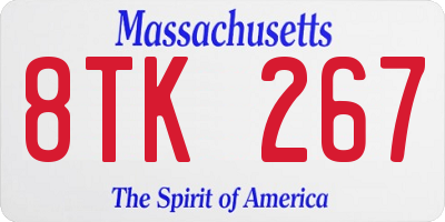 MA license plate 8TK267