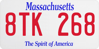 MA license plate 8TK268