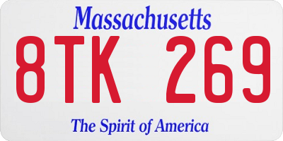 MA license plate 8TK269