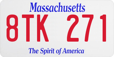MA license plate 8TK271