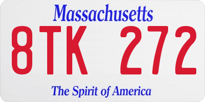MA license plate 8TK272