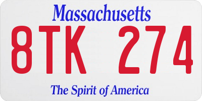 MA license plate 8TK274