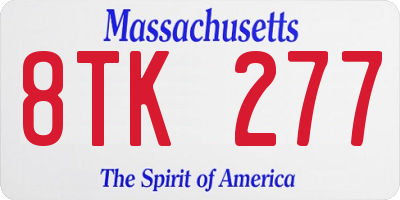 MA license plate 8TK277