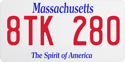 MA license plate 8TK280