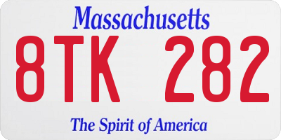 MA license plate 8TK282