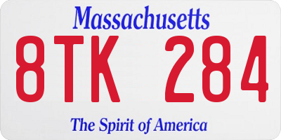 MA license plate 8TK284