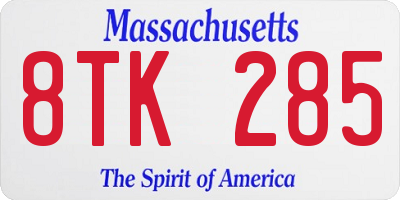 MA license plate 8TK285