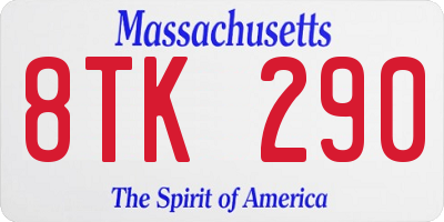 MA license plate 8TK290