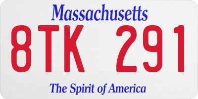 MA license plate 8TK291