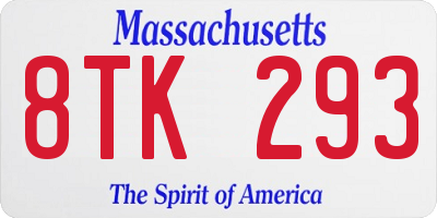MA license plate 8TK293