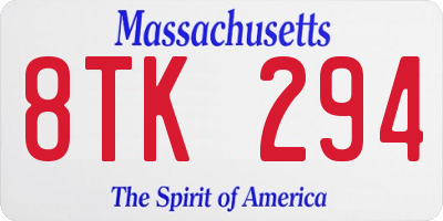 MA license plate 8TK294