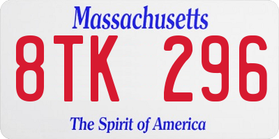 MA license plate 8TK296