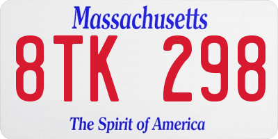 MA license plate 8TK298