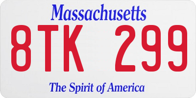 MA license plate 8TK299