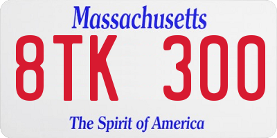 MA license plate 8TK300
