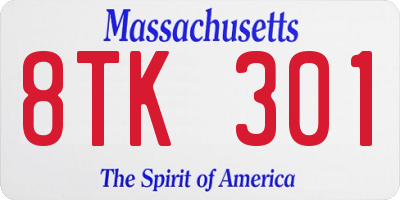 MA license plate 8TK301