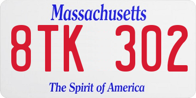MA license plate 8TK302