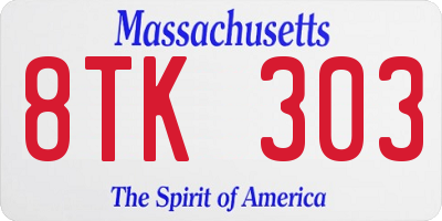 MA license plate 8TK303