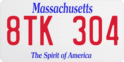 MA license plate 8TK304