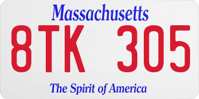 MA license plate 8TK305