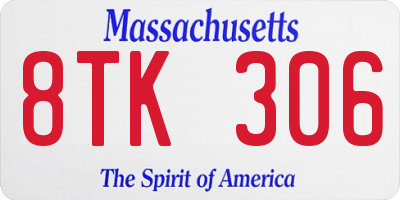 MA license plate 8TK306