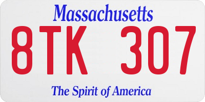 MA license plate 8TK307