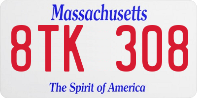 MA license plate 8TK308