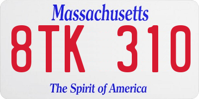 MA license plate 8TK310