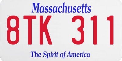 MA license plate 8TK311