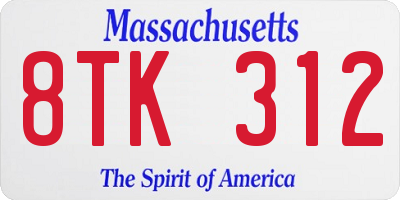 MA license plate 8TK312