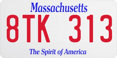 MA license plate 8TK313