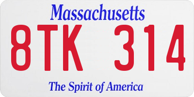 MA license plate 8TK314
