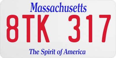 MA license plate 8TK317