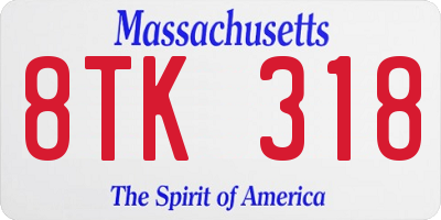 MA license plate 8TK318