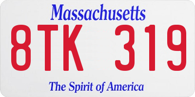 MA license plate 8TK319