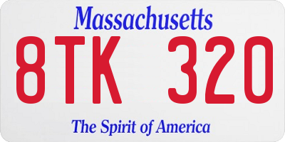 MA license plate 8TK320