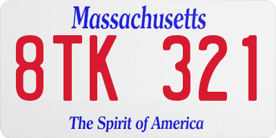 MA license plate 8TK321