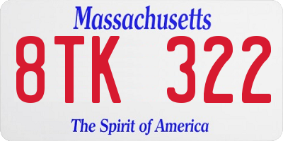 MA license plate 8TK322
