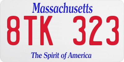 MA license plate 8TK323