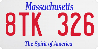 MA license plate 8TK326