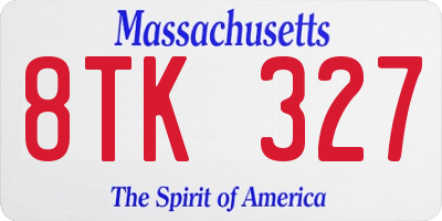 MA license plate 8TK327