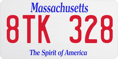 MA license plate 8TK328