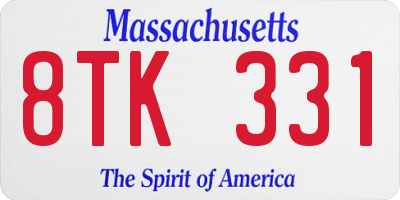 MA license plate 8TK331